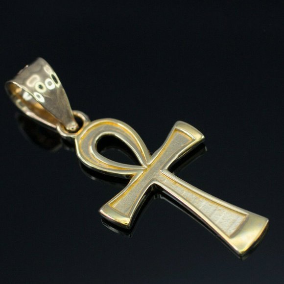 Dainty 10k Yellow Gold Egyptian Ankh Cross Ring - Size 9